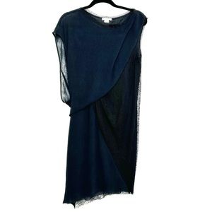 Helmut Lang black mesh layered midi dress sleeveless